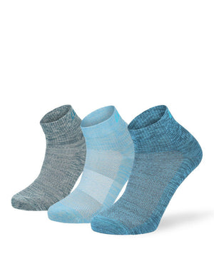 Lenz Performance Quarter Tech 3er Pack, zyanblau mele/horizontblau/jade mele, 39-42