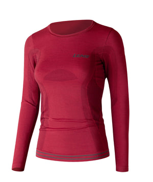 Lenz Longsleeve Women Merino 6.0 Round Neck, dunkelrot, XS